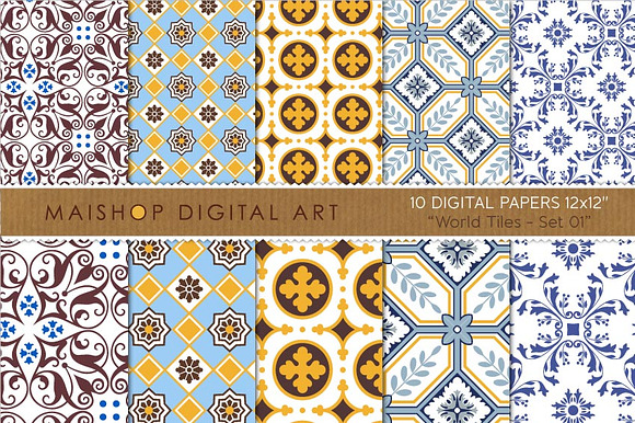 Digital Paper World Tiles Set 01 preview 4