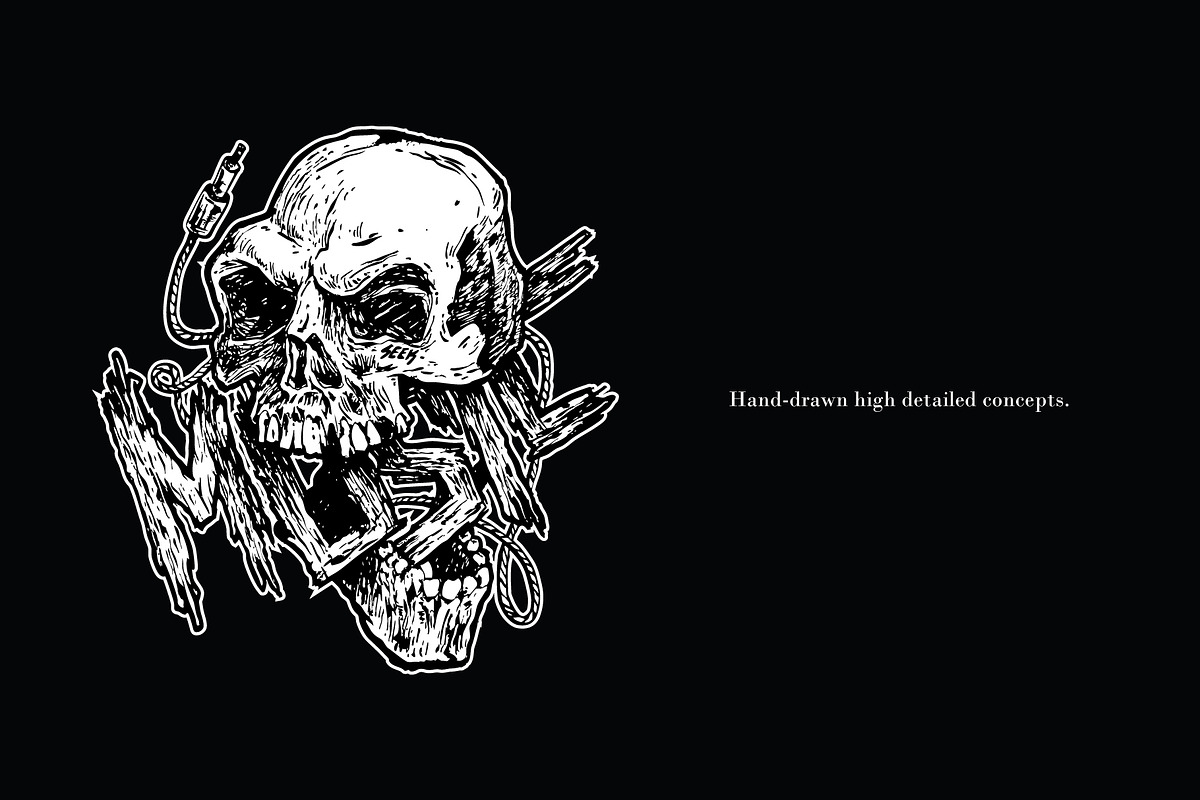 Dark Gothic Skull Illustrations, an Illustration by RalucaGheorghe (Photo 3 of 5)