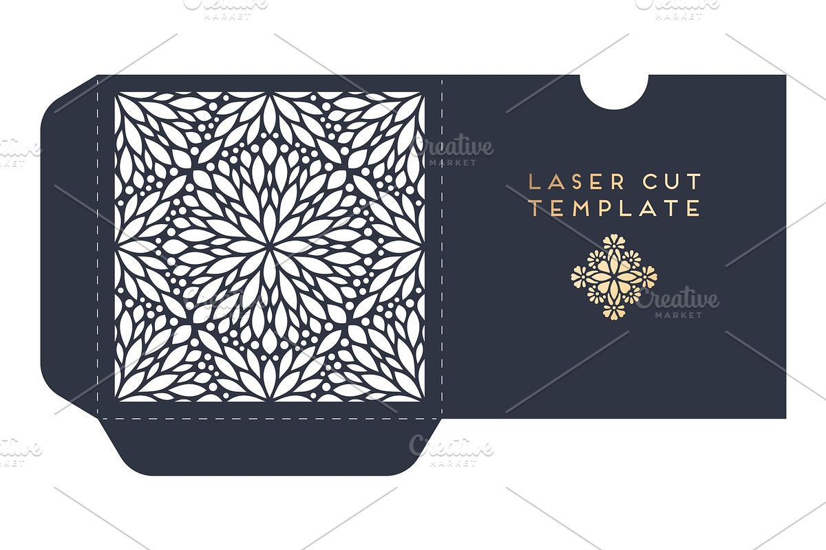 Vector wedding card laser cut template with mandala, a Card Template by Tori Shen