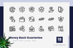 Money Back Guarantee Outline Icons, an Outline Icon by Zeer Graphic