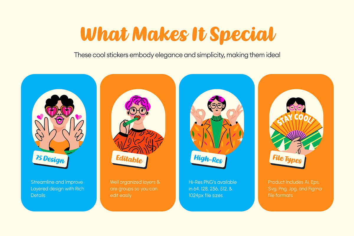 Cool Stickers Set, an Emoji Icon by Prosymbols (Photo 2 of 8)
