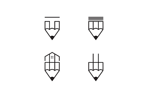 pencil tools icon set line logo, a Branding & Logo Template by devastd