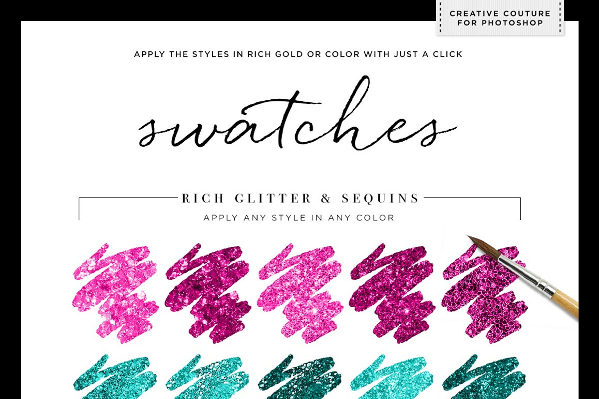 Glittery Styles Bundle Photoshop Ps, a Layer Style Add-On by Creators Couture (Photo 5 of 5)