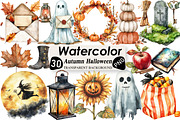 Vintage Autumn Halloween Clipart, an Illustration by Black Bird Studio (Thumbnail 1 of 6)