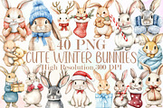 Cute Winter Bunnies Illustrations PN, an Illustration by Sublimation Artist (Thumbnail 1 of 6)