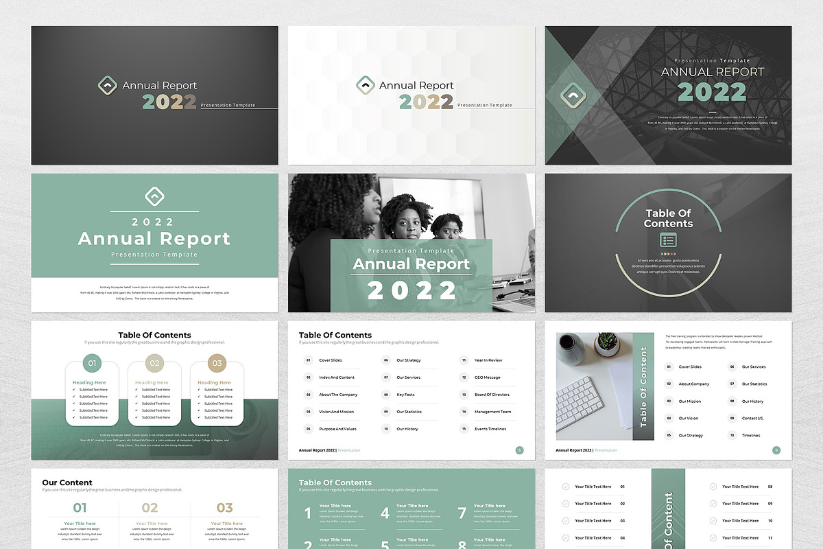 Annual Report Google Slides Template, a Presentation Template by White ...
