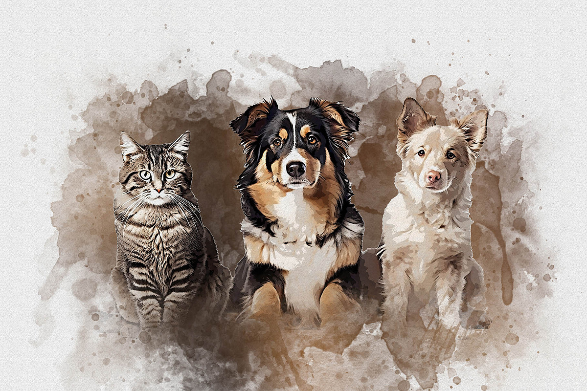 Dog Watercolor Painting Bundle, an Action Add-On by Photoshop Action (Photo 10 of 14)