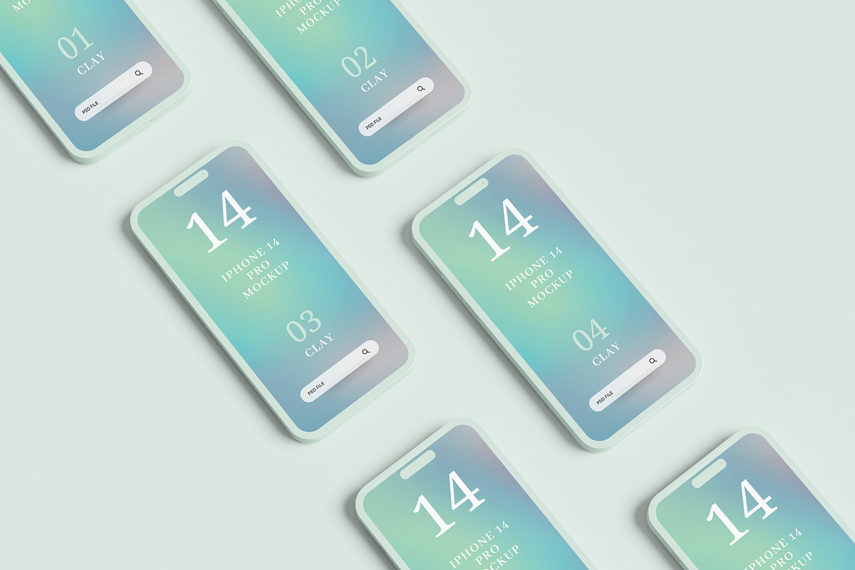 Phone 14 Pro Clay Mockup, a Print Template by AKMAL STUDIO (Photo 3 of 8)