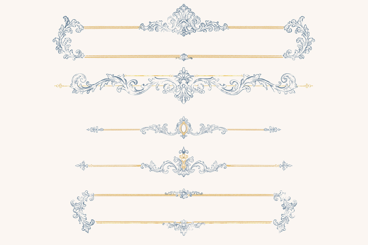 Blue&Gold Baroque Wedding Set, a Decorative Illustration by AlenaVlasko stock Market (Photo 8 of 9)