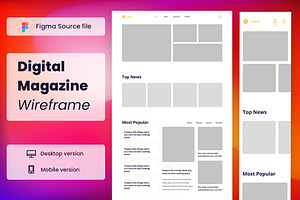 Digital Magazine Wireframe Website