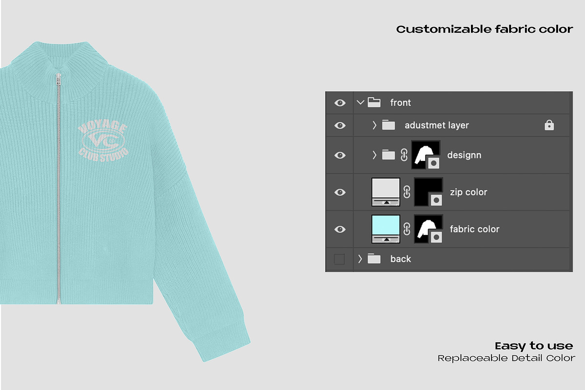 Zipped knit turtle neck mockup, an Apparel Mockup by Voyage Studio (Photo 3 of 3)