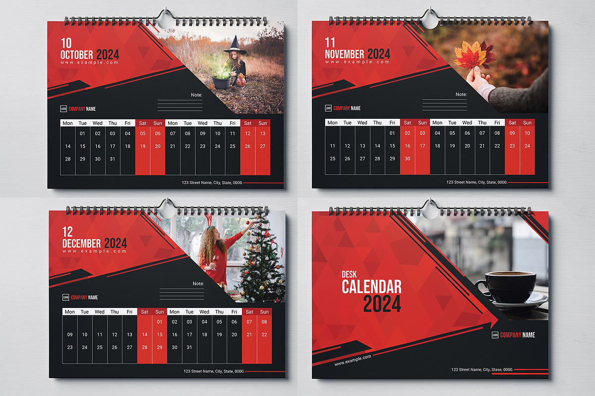Desk Calendar 2024  V01, a Stationery Template by retrographix (Photo 3 of 4)