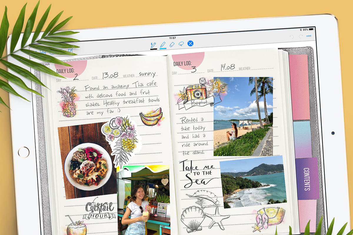 Tropical vacation Travel sticker set, an Illustration by Kate Snitser (Photo 4 of 4)