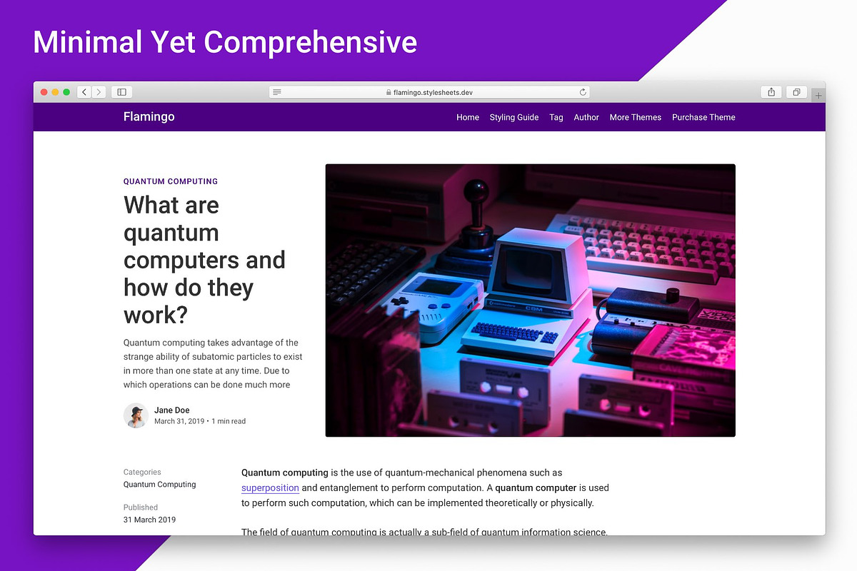 Flamingo - Ghost Blogging Theme, a Websites & App Template by Stylesheets.dev (Photo 2 of 6)