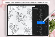 Procreate Tiny Tattoo Flowers, a Brush Add-On by DiBrush Studio (Thumbnail 2 of 7)