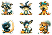 Halloween Animals Watercolor, a Seasonal Illustration by CreationArt (Thumbnail 2 of 5)