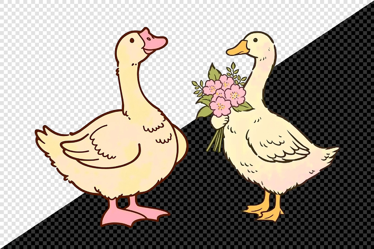 Watercolor Whimsical Cute Goose PNG, an Animal Illustration by Creative Art (Photo 8 of 8)