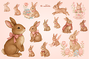 Vintage Watercolor Rabbits Clipart, an Illustration by Yana_mide (Thumbnail 9 of 14)