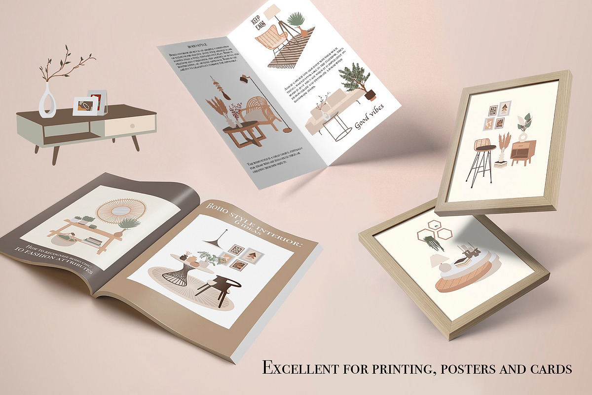 Boho Furniture set. Scene creator, a Decorative Illustration by ApetekMarket (Photo 5 of 8)