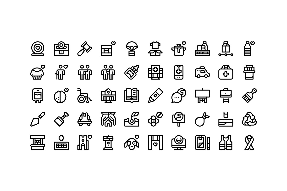 50 Volunteering Icons, an Outline Icon by Side Project (Photo 2 of 8)
