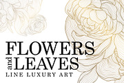 Flowers and Leaves Line Luxury Art, a Pattern Graphic by Marylia (Thumbnail 1 of 27)