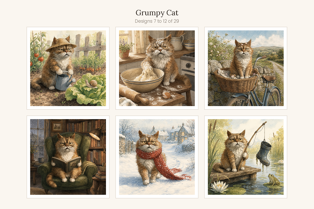 Grumpy Cat Illustrations, 29, an Animal Illustration by LanternkinStudio (Photo 7 of 14)