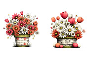 Watercolor easter flower basket clip, an Illustration by SinaCreation (Thumbnail 5 of 11)