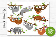 Cute Sloth Clipart and Vectors, an Illustration by PinkPueblo (Thumbnail 3 of 3)