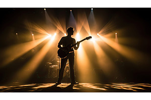guitar silhouettes stage lights ai, an Abstract Photo by pikepicture