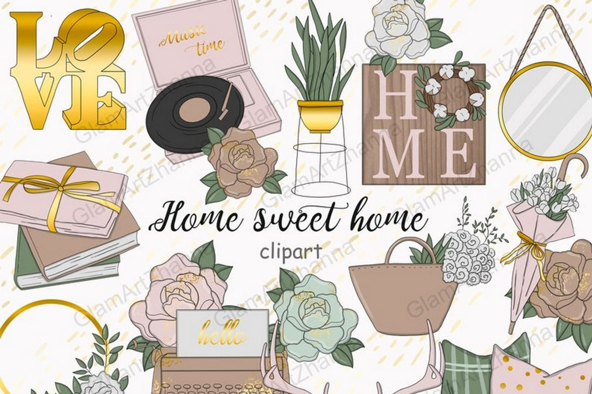 Home Sweet Home Clipart, an Object Illustration by GlamArtZhanna (Photo 1 of 3)