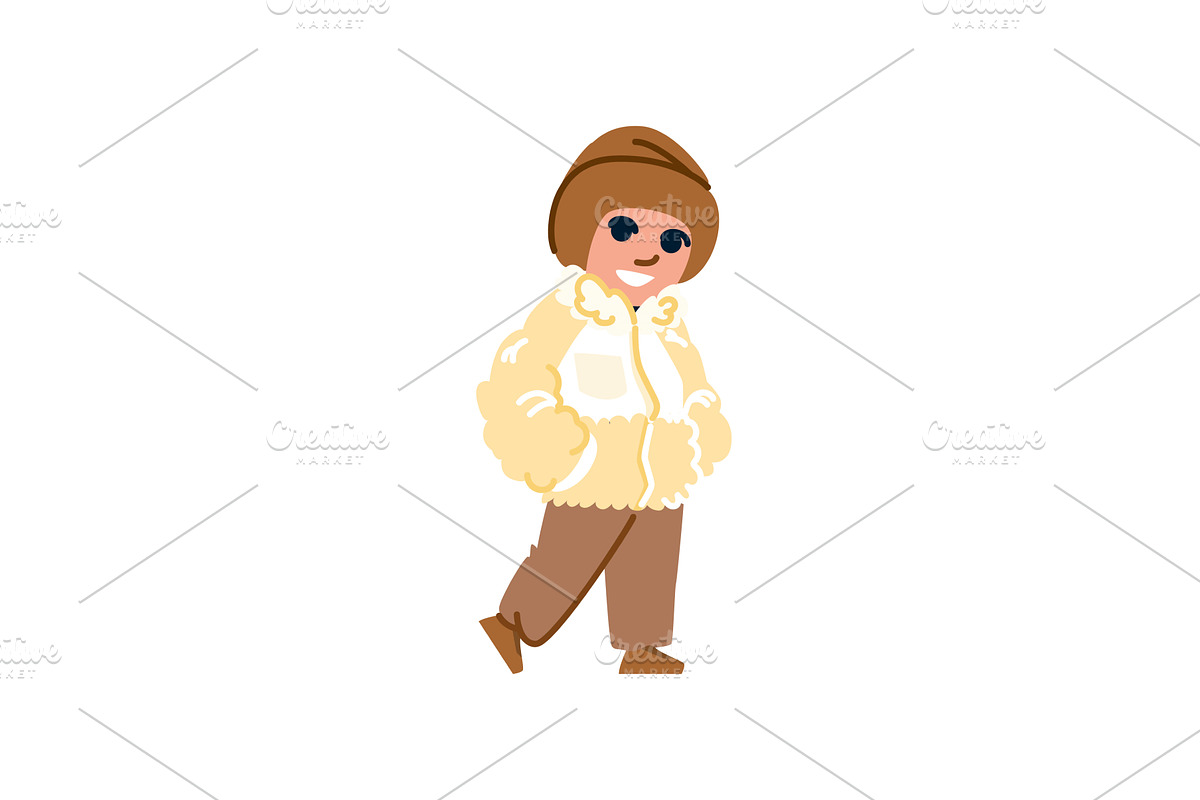 Smiling child walking in warm winter, an Illustration by pikepicture