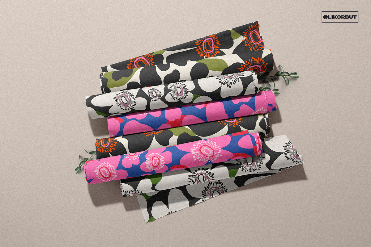 Bold Abstract Modern Flowers Pattern, a Pattern Graphic by likorbut (Photo 2 of 12)