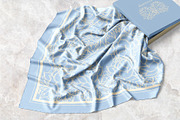 Sky Blue Art Nouveau Silk Scarf, an Object Graphic by ilustrinna (Thumbnail 6 of 8)