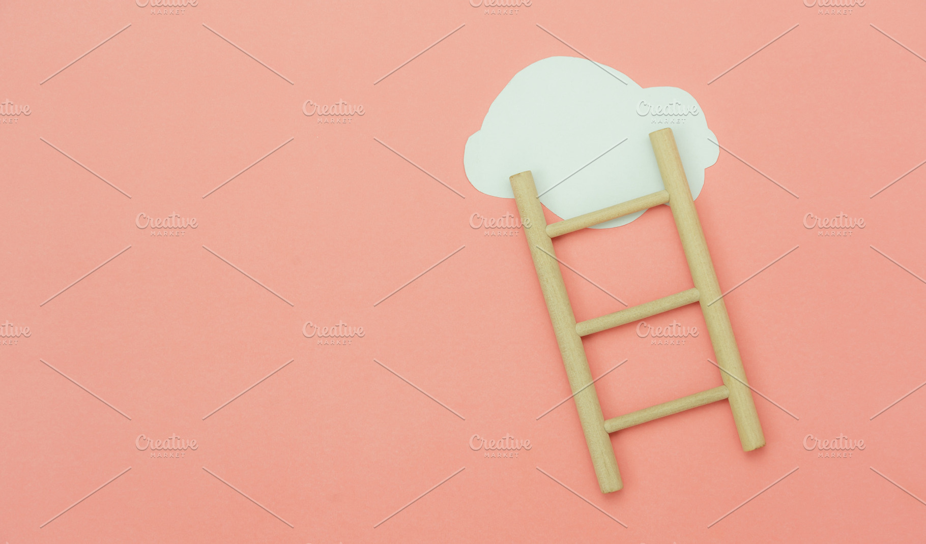 wooden ladder with cloud., a Business Photo by OSABEE TOP VIEW