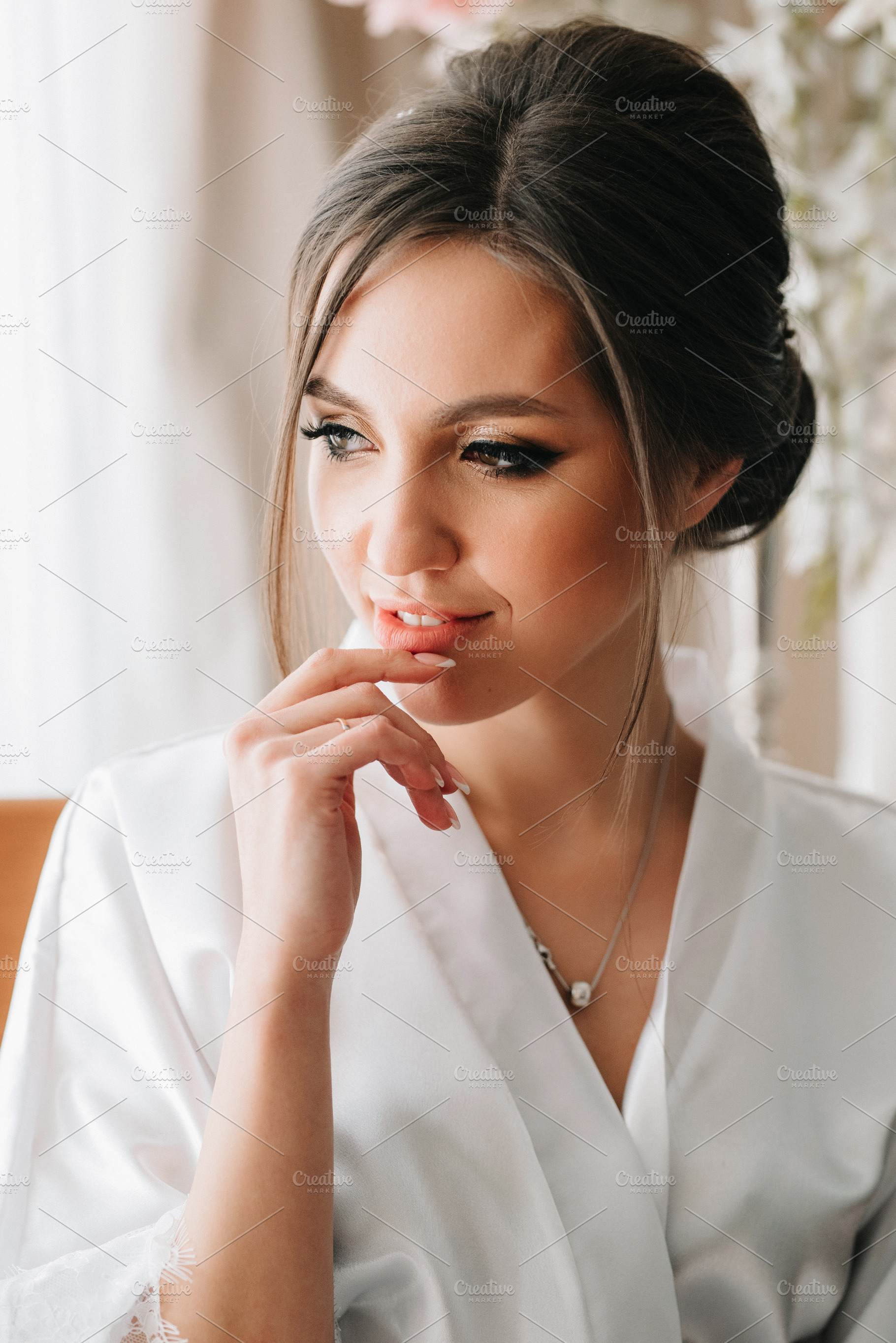 bride young girl in lingerie in the morning in the room, a Person Photo by Weddings, People, Travel