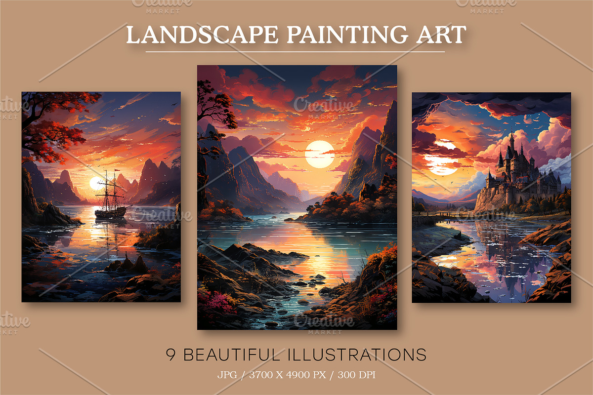 Landscape Painting Art 03. Wall Art., a Decorative Illustration by KENO Mascots (Photo 3 of 7)