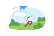 Happy people flying kites in nature, a Person Illustration by PaperTrident (Thumbnail 4 of 7)