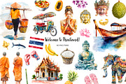 Watercolor Thailand clipart 60 PNG, an Object Illustration by Art and Funny (Thumbnail 1 of 5)