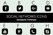 Social Networks Icons Dingbats Font, a Symbol Font by Minimalartstudio (Thumbnail 1 of 7)