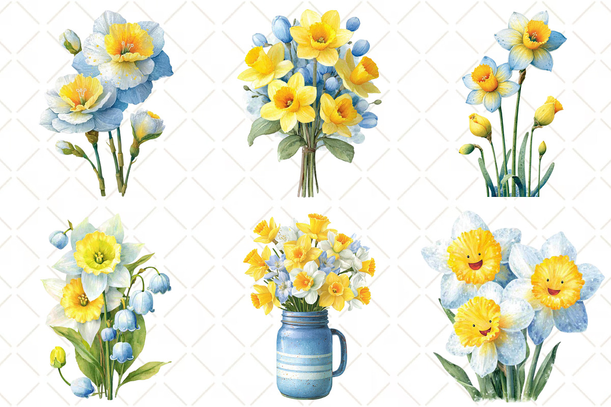 Watercolor Daffodil Clipart, an Illustration by Black Bird Studio (Photo 3 of 5)
