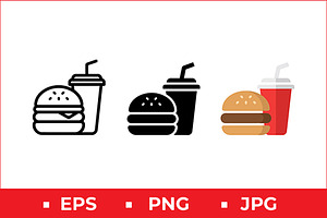 Burger & Drink Vector Design, a Solid Icon by Artonix