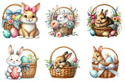 Cute Easter Bunny & Basket Clipart, an Illustration by DreamArtGraphic (Thumbnail 4 of 4)