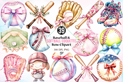 Baseball & Softball Coquette Bow, a Seasonal Illustration by Canvas Craft (Thumbnail 1 of 4)