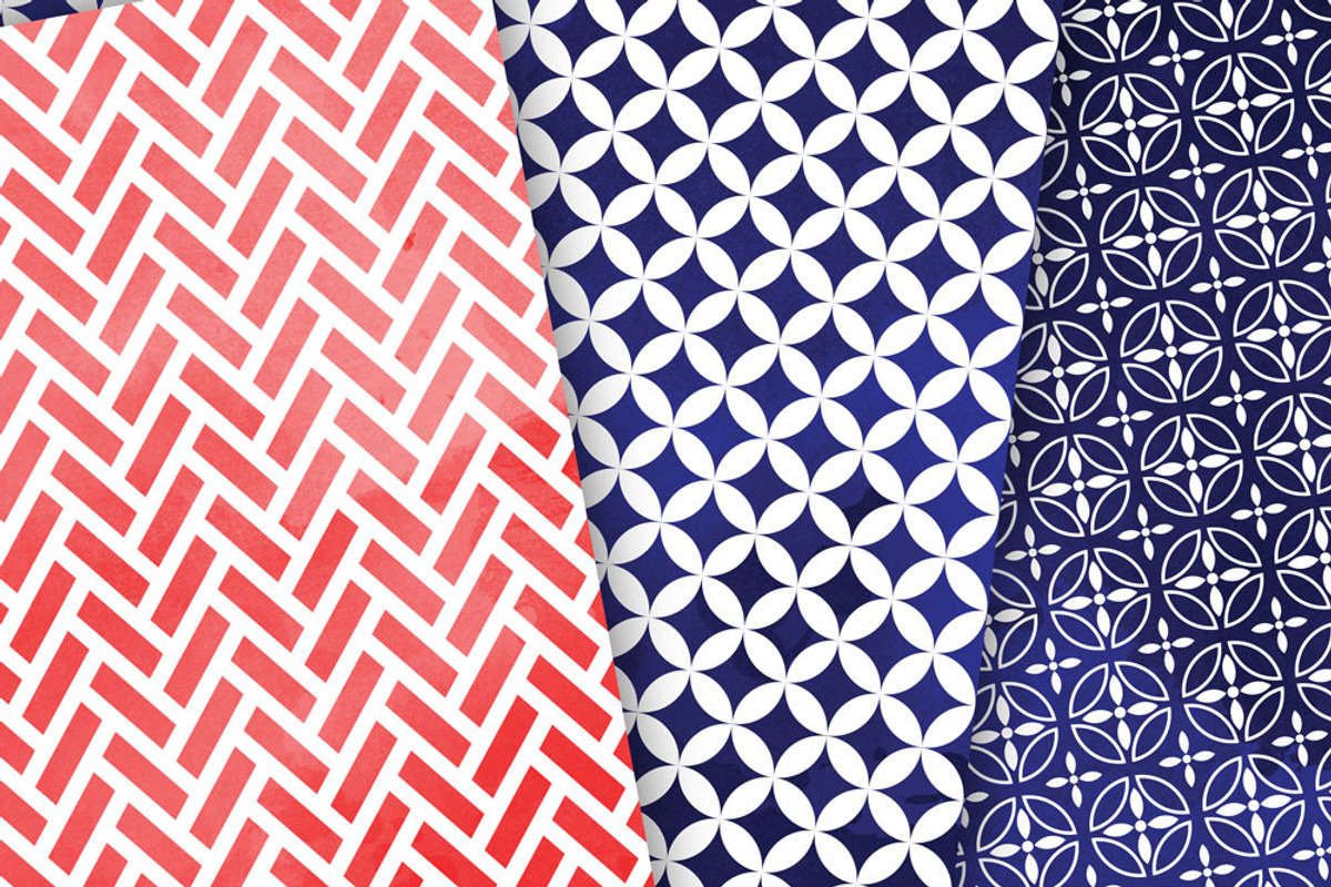 July 4 Watercolor Digital Patterns, a Pattern Graphic by All is full of ...