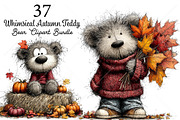 Whimsical Autumn Teddy Bear Clipart, a Seasonal Illustration by Canvas Craft (Thumbnail 1 of 10)
