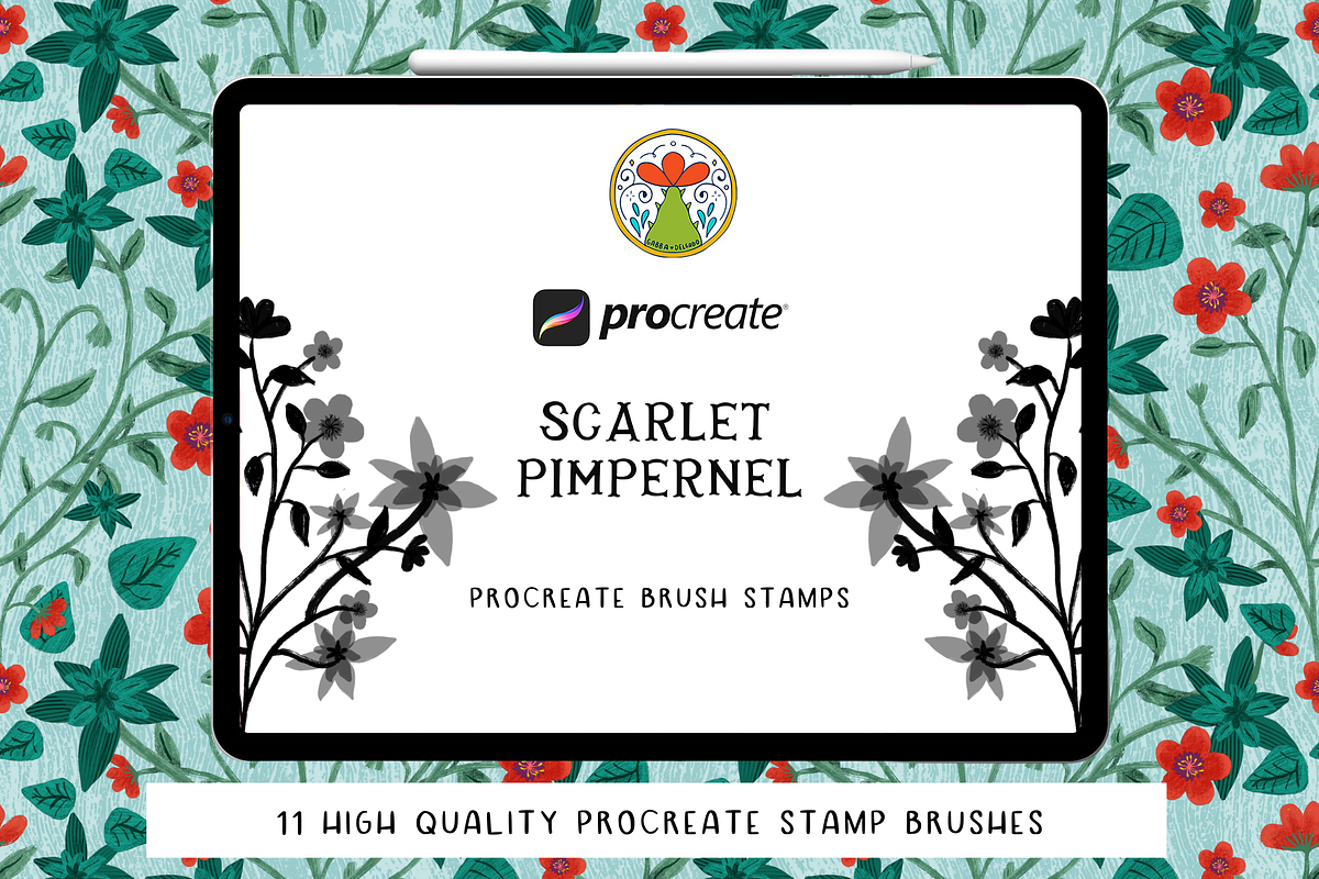 Procreate Stamps - Scarlet Pimpernel, a Brush Add-On by Gabba Delgado (Photo 1 of 4)