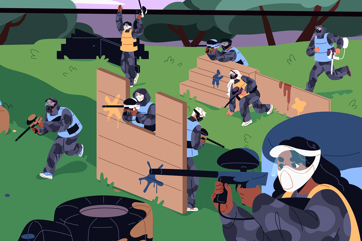 People teams play paintball game, a Sport Illustration by PaperTrident (Photo 3 of 3)