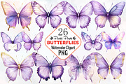 Pastel Purple Butterflies PNG, an Illustration by RobertsArt (Thumbnail 1 of 7)