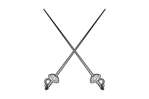 Crossed epee swords sketch vector, an Object Graphic by AlexArt