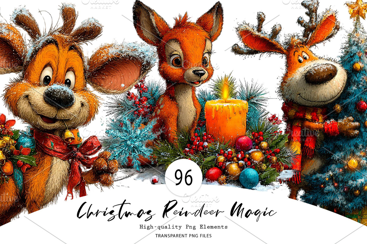 Christmas Reindeer Magic, a Seasonal Illustration by CreationArt (Photo 1 of 7)